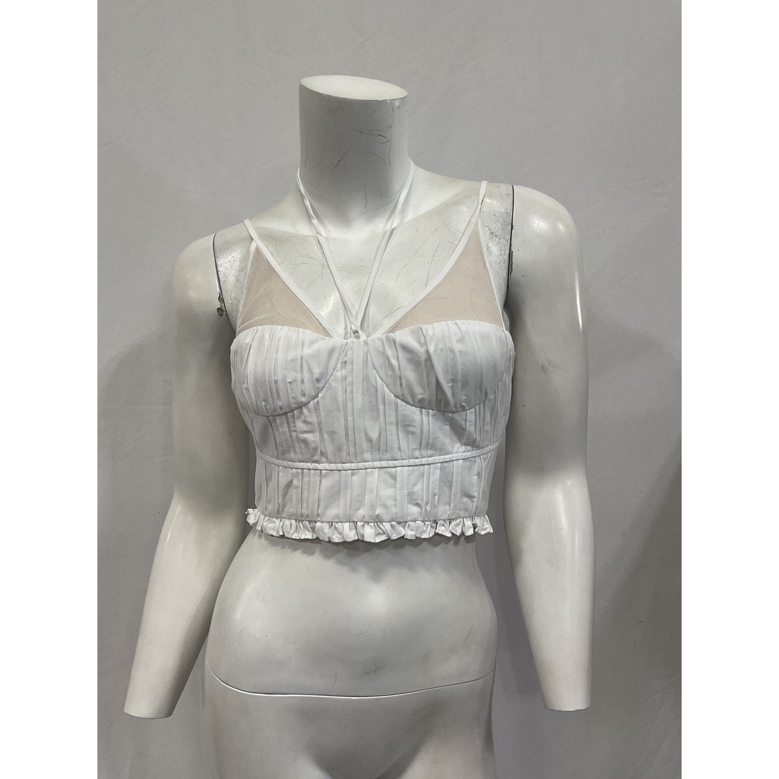 Simkhai 'Lottie' White Poplin Halterneck Crop Top Size 0