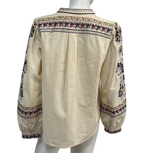 Ba&sh Embroidered Cream Caloe Blouse Size S