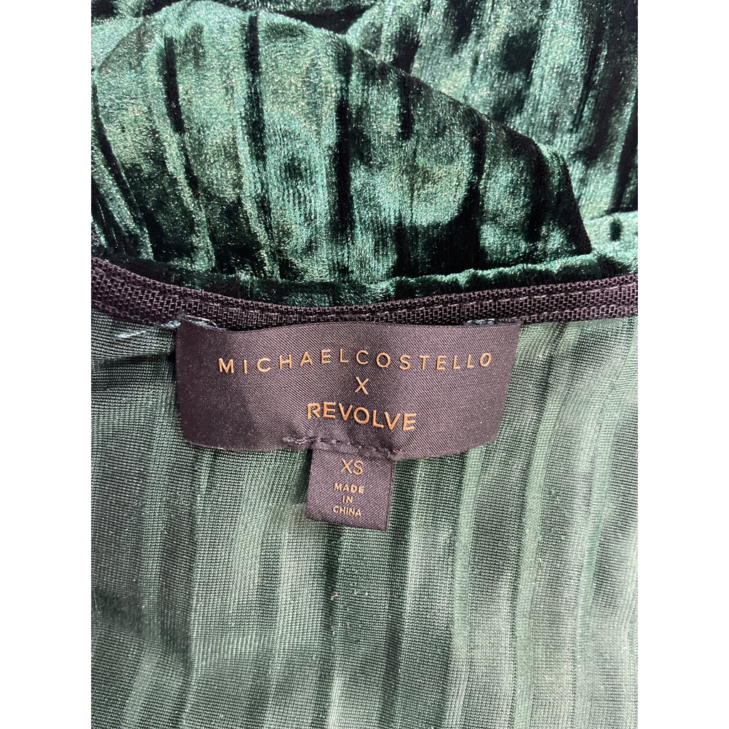Michael Costello x Revolve 'Spencer' Green Velvet Back Cut Out Gown Size XS