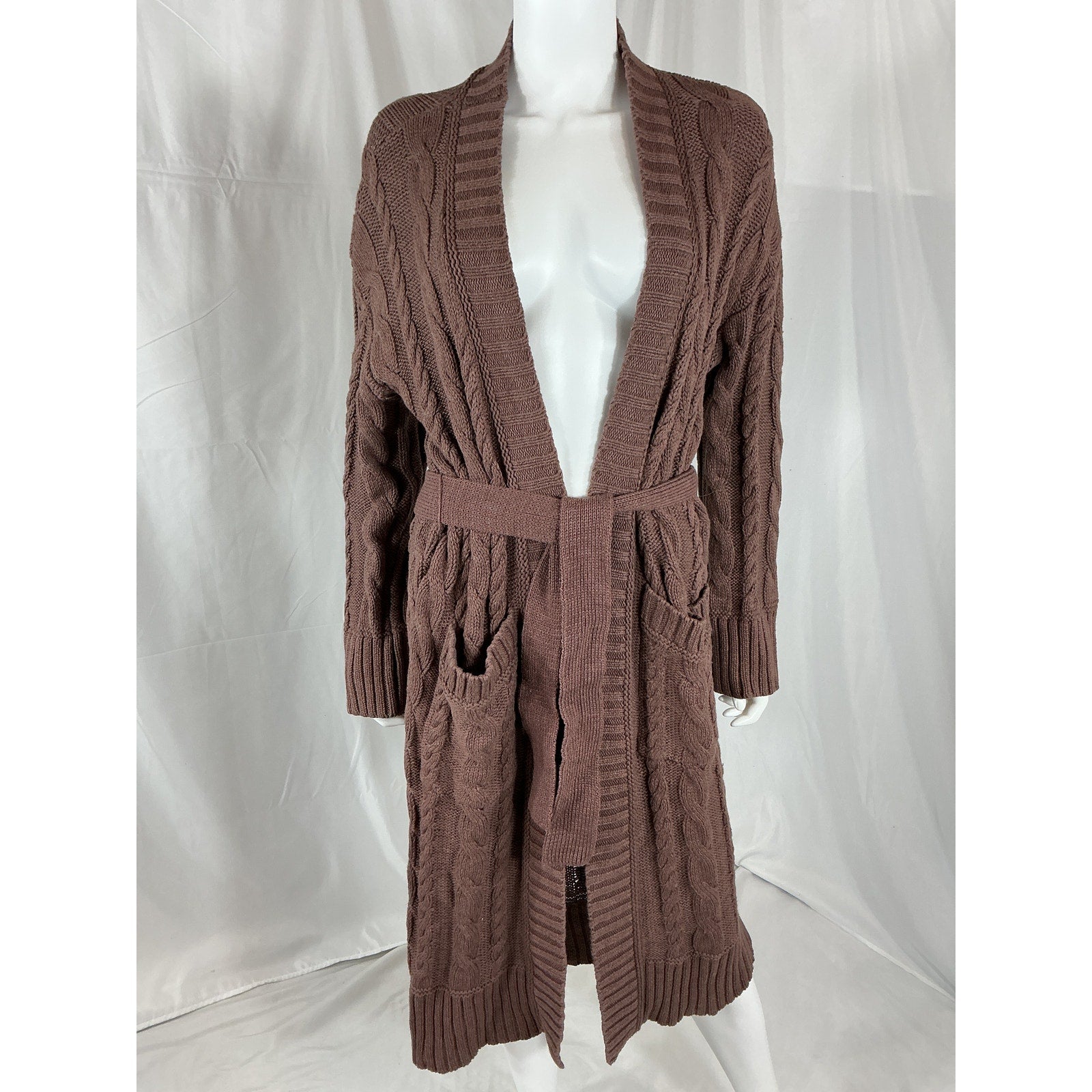 House Of Harlow 1960 x Revolve 'Virgo' Brown Cotton Cableknit Cardigan Size XS