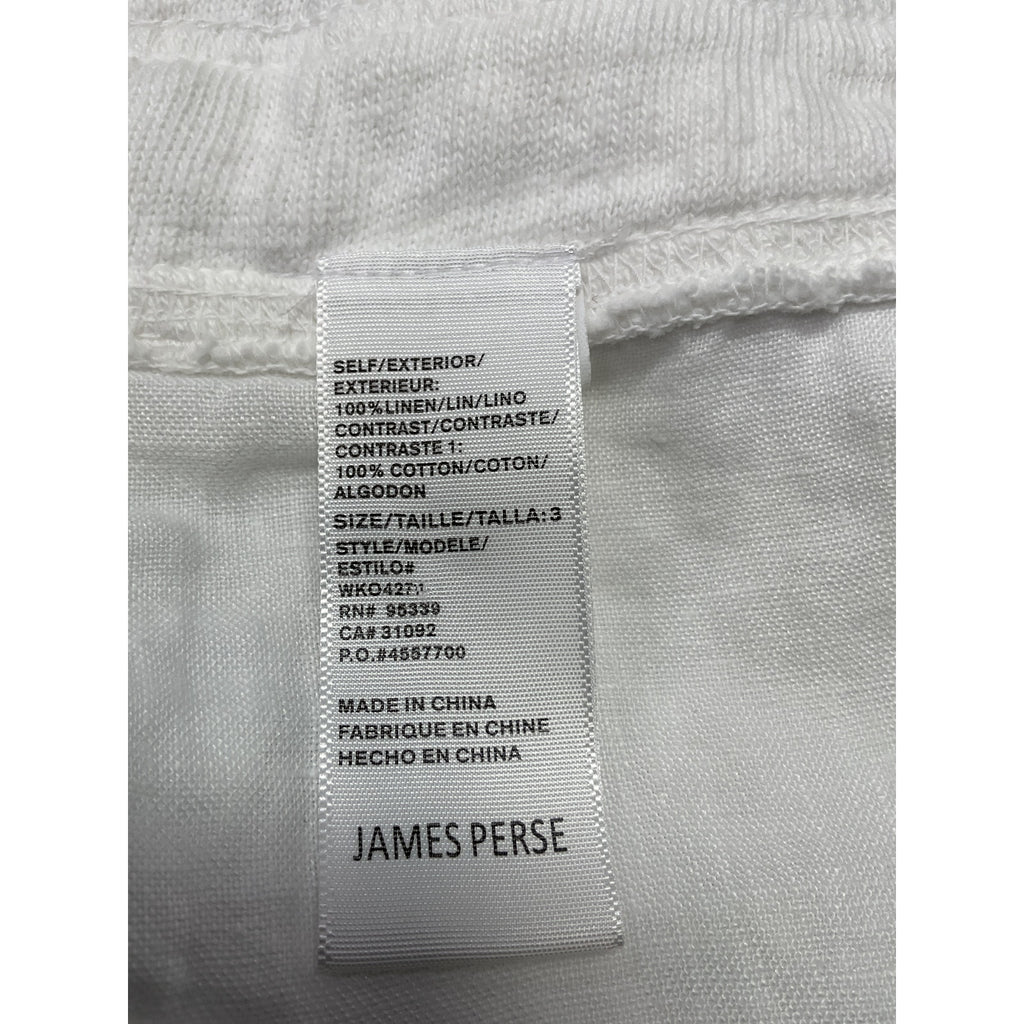 James Perse Cotton White Linen Jersey-Trimmed Linen Shorts Size 2
