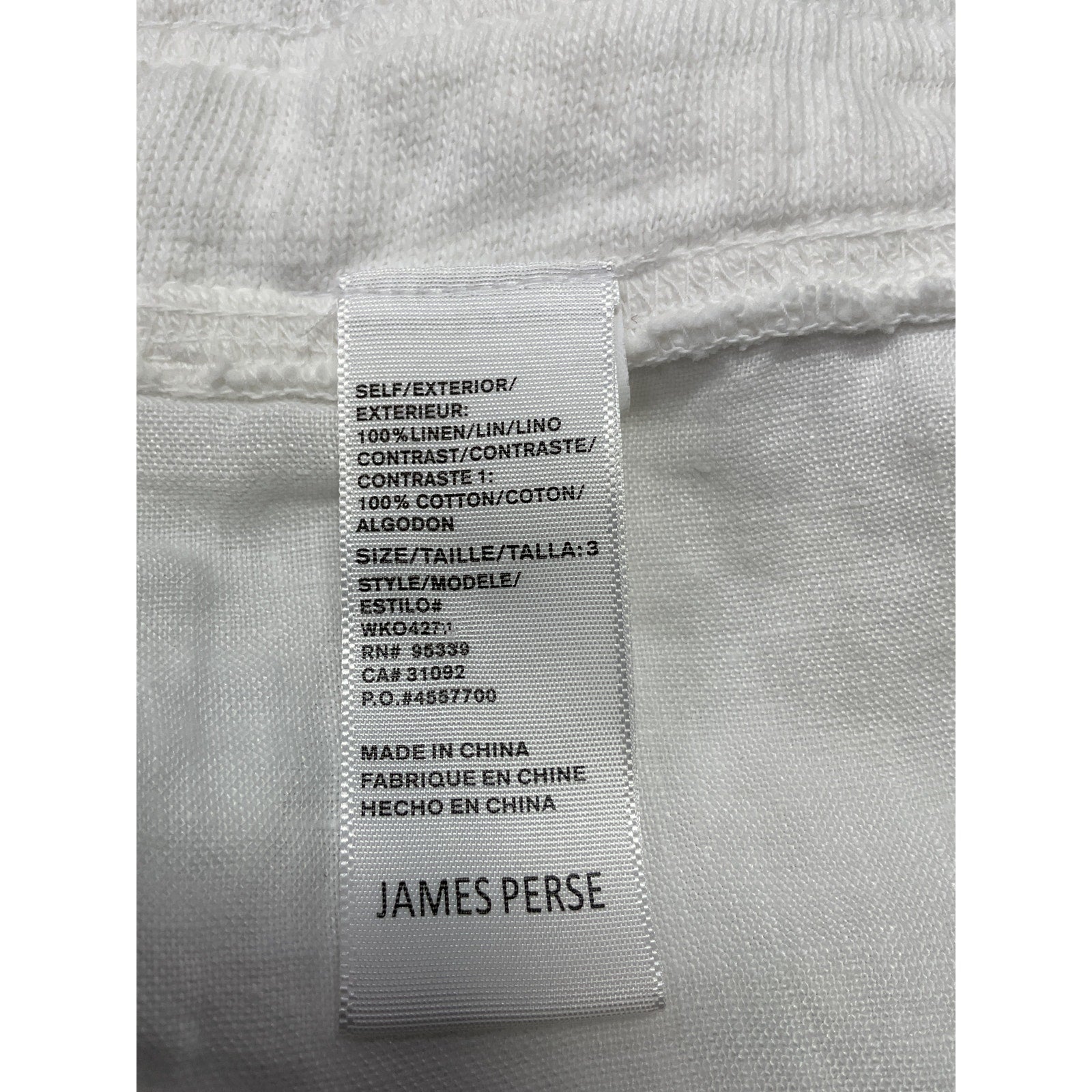James Perse Cotton White Linen Jersey-Trimmed Linen Shorts Size 2