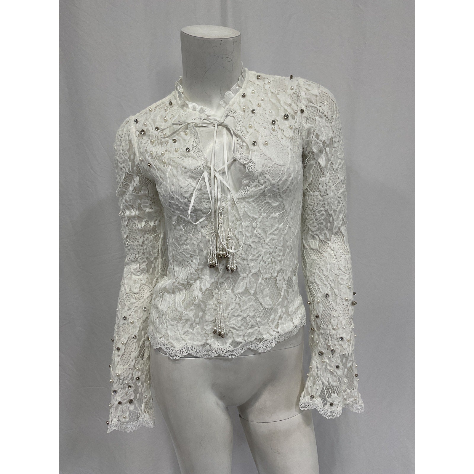 Hemant And Nandita 'Reet' Cream Nylon Top Size XS
