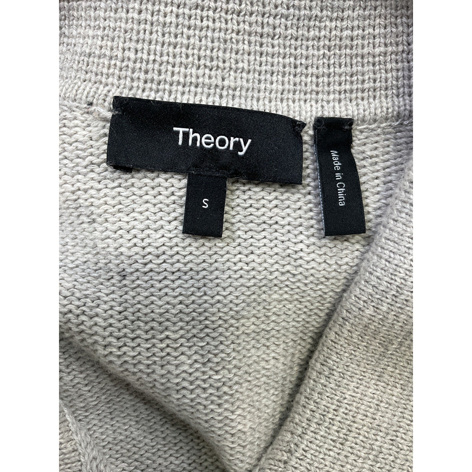 Theory Cotton-Cashmere Grey Cotton Cardigan Size S