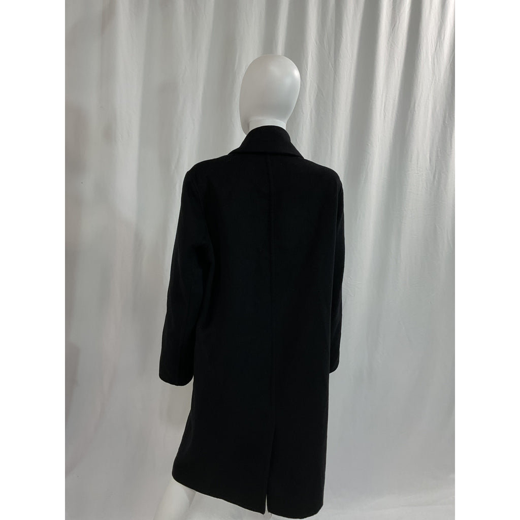 Vince 'Classic' Black Wool Blend Straight Coat Size M