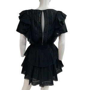 Loveshackfancy Ruffled Black Natasha Dress Size L
