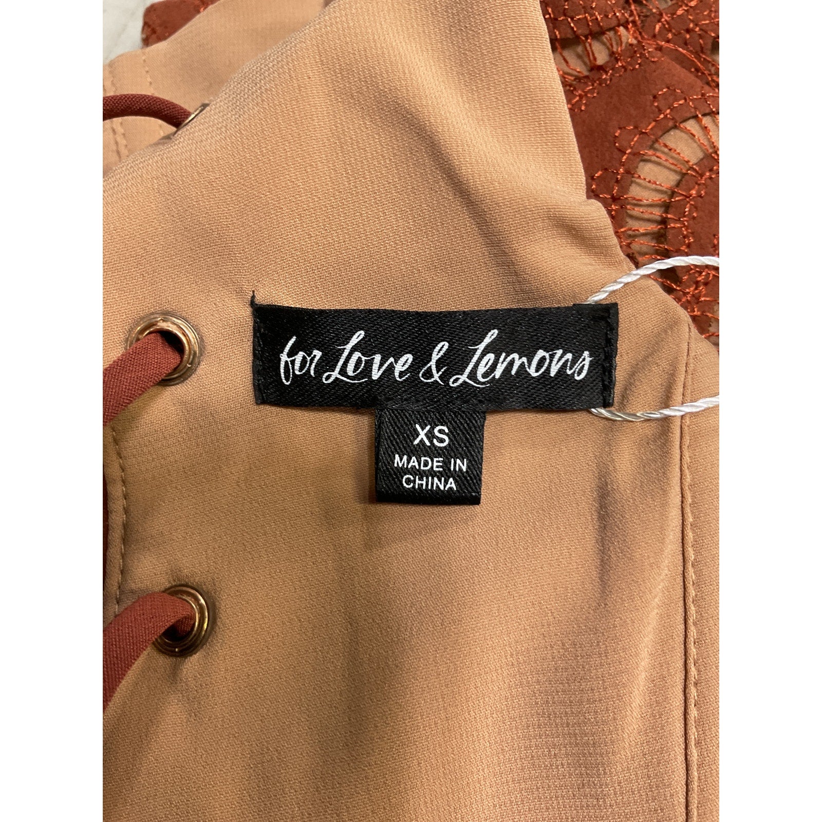 For Love & Lemons 'Nomi' Brown Polyester Crop Top Size XS