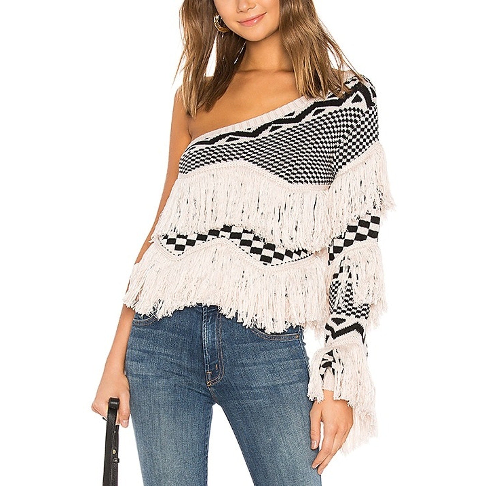 House Of Harlow 1960 x Revolve 'Noa' White One Shoulder Sweater Size S
