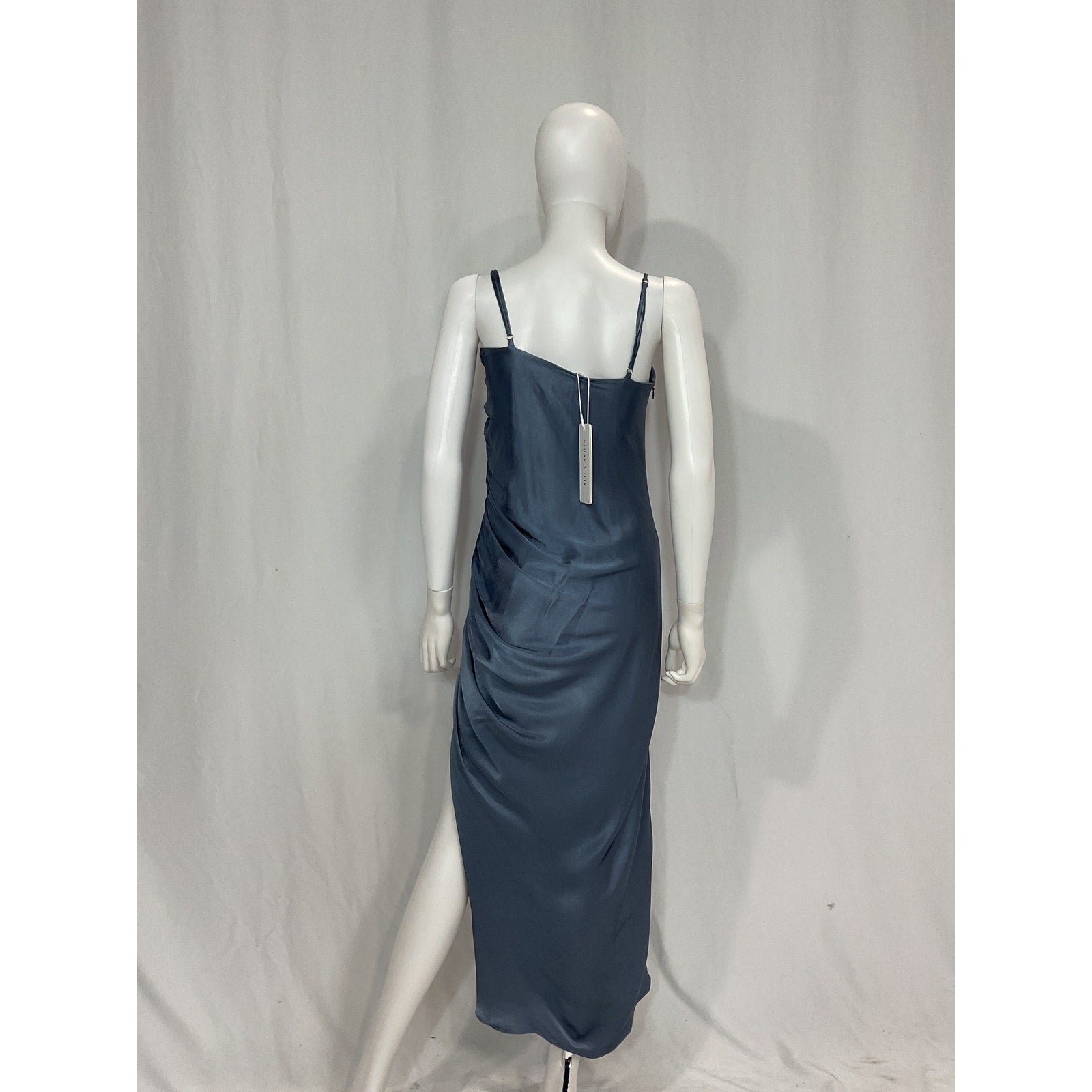 Shona Joy 'Lily Bias' Blue Satin Ruched Midi Dress Size 6 - NWT