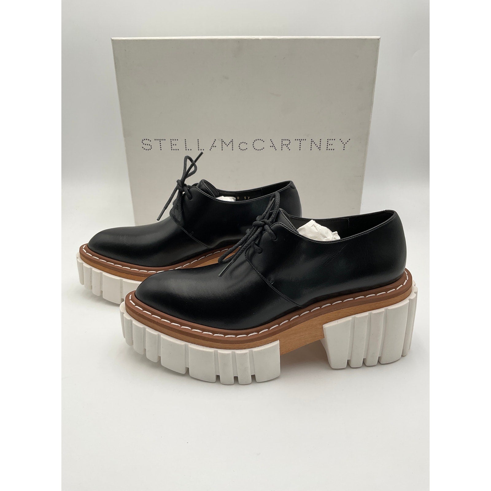 Stella Mccartney 'Emilie' Black Leather Oxford Shoes Size 7