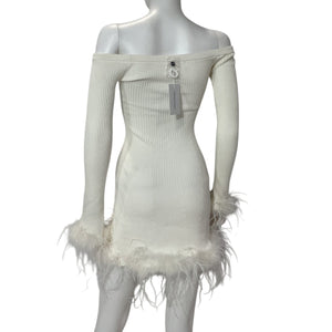 Lovers And Friends Feathered White Ellerie Mini Dress Size S NWT