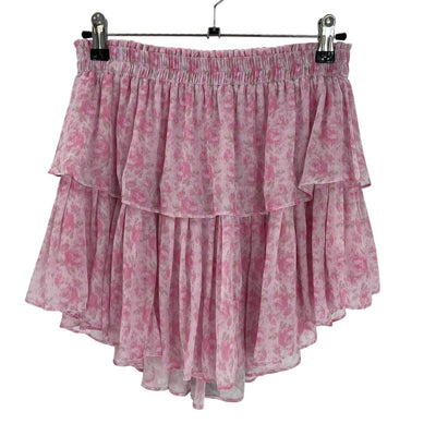 Loveshackfancy Tiered Pink Ruffle Mini Skirt Size S