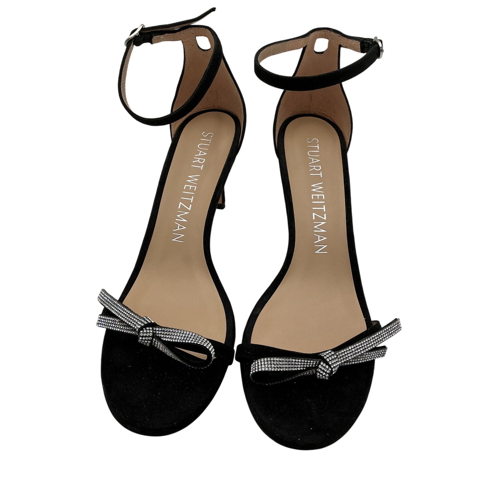 Stuart Weitzman 'Nudist' Black Suede Sw Bow 75 Sandal Size 9