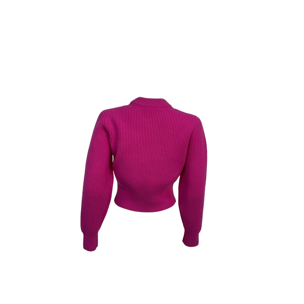 Alexander Wang Pink Wool Cropped Ribbed Sweater Size XS