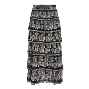 Farm Rio Tiered Multicolor Floral Maxi Skirt Size XS