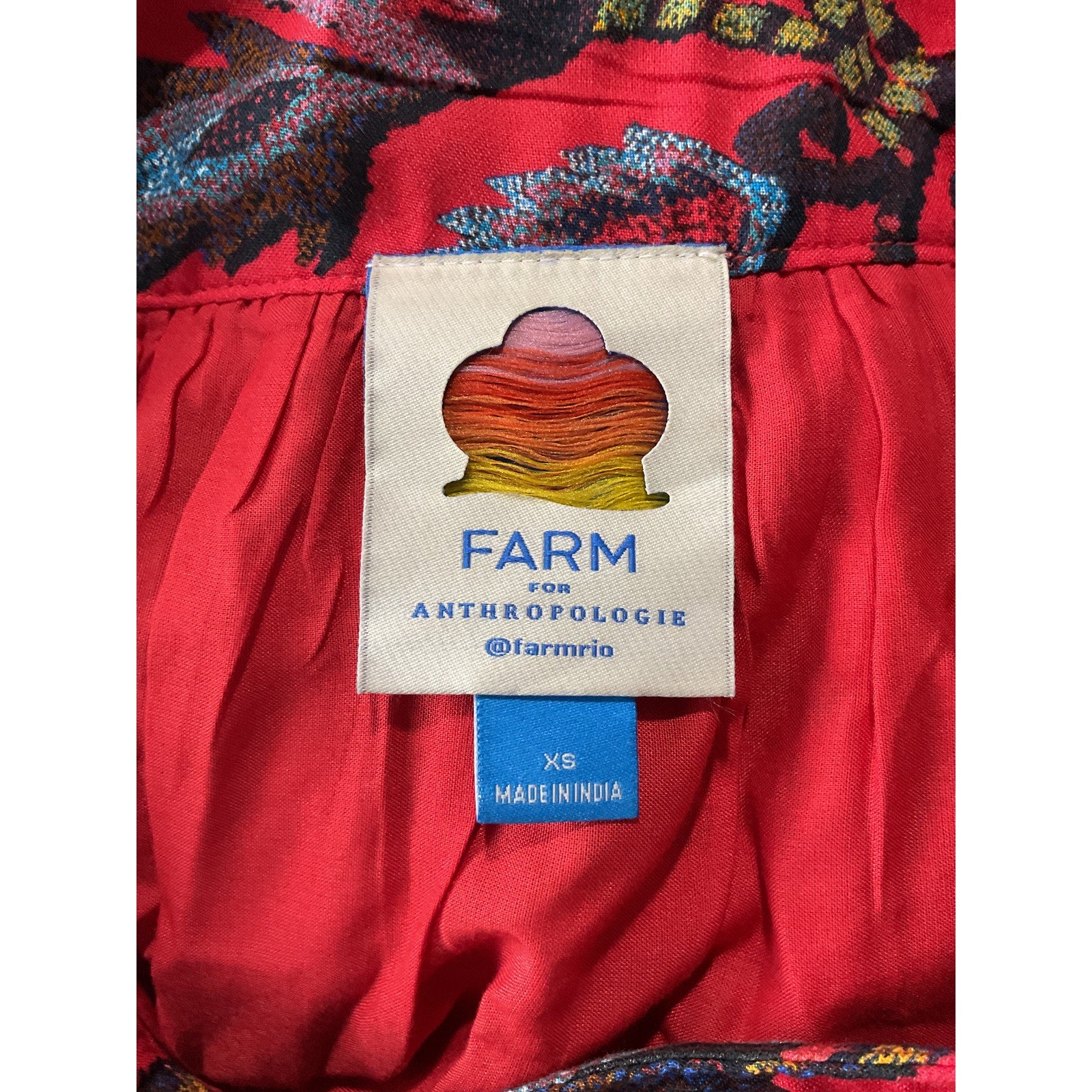 Farm Rio 'Tiered' Red Viscose Wrap Maxi Skirt Size XS