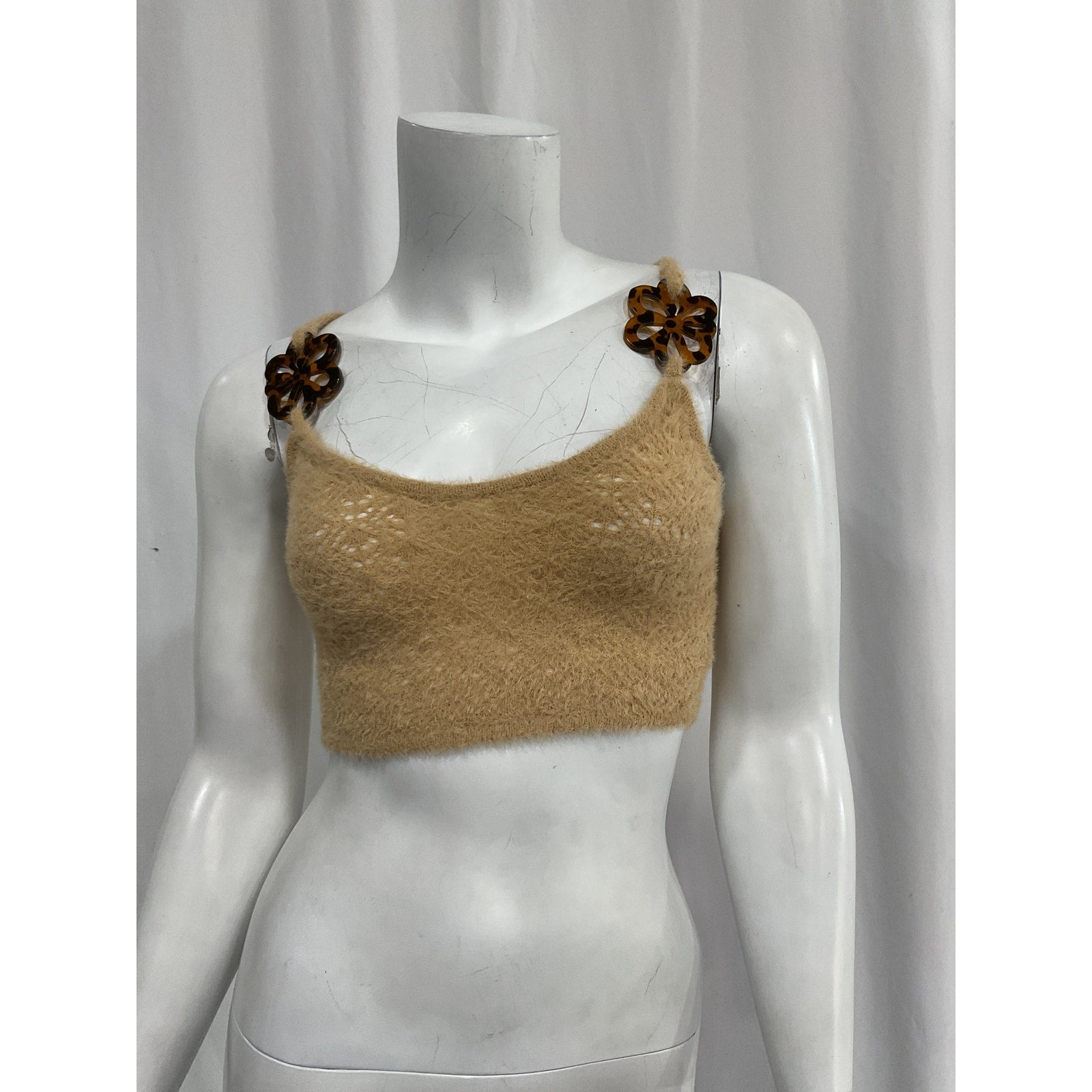 For Love & Lemons 'Luisa' Beige Crop Top Size S - NWT