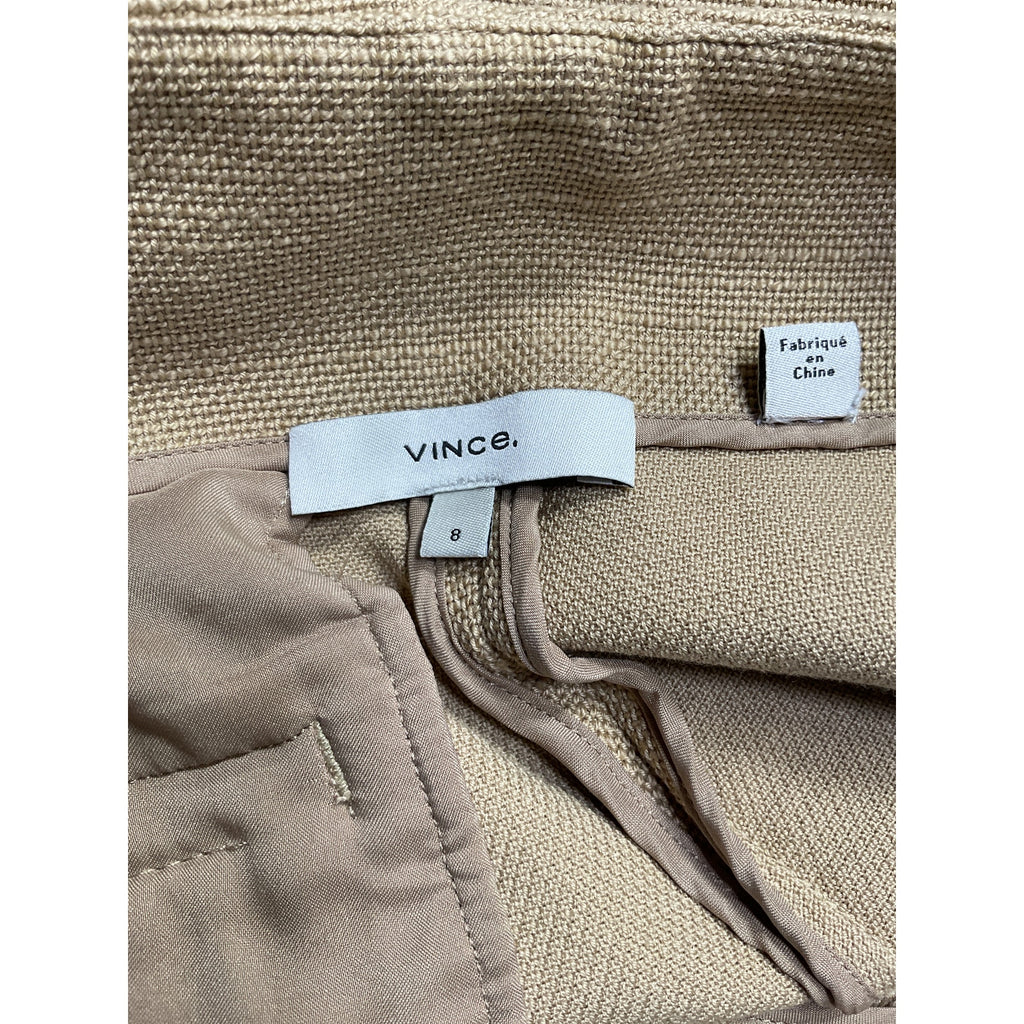 Vince 'Sculptural' Beige Cotton Panama Short Size 8