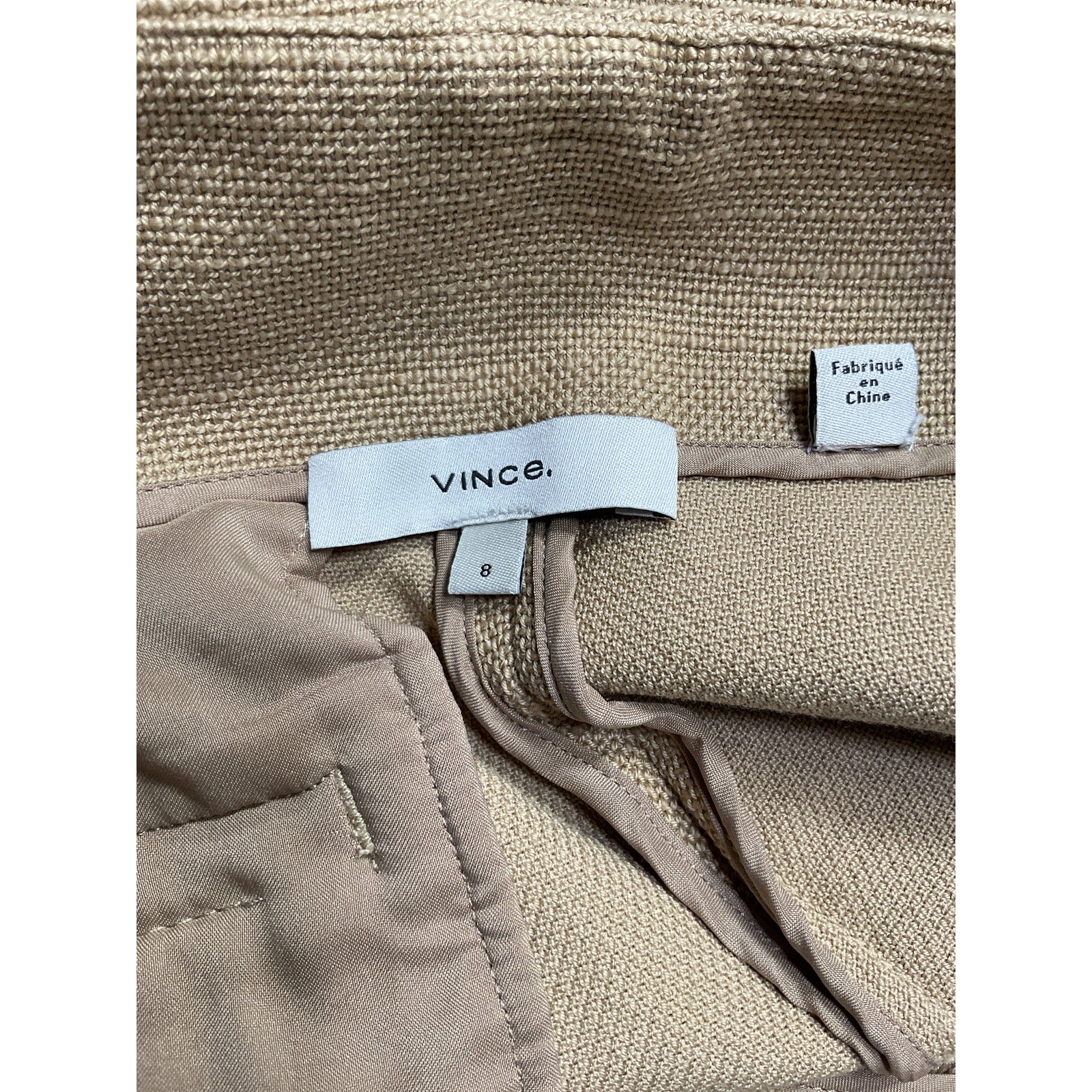 Vince 'Sculptural' Beige Cotton Panama Short Size 8