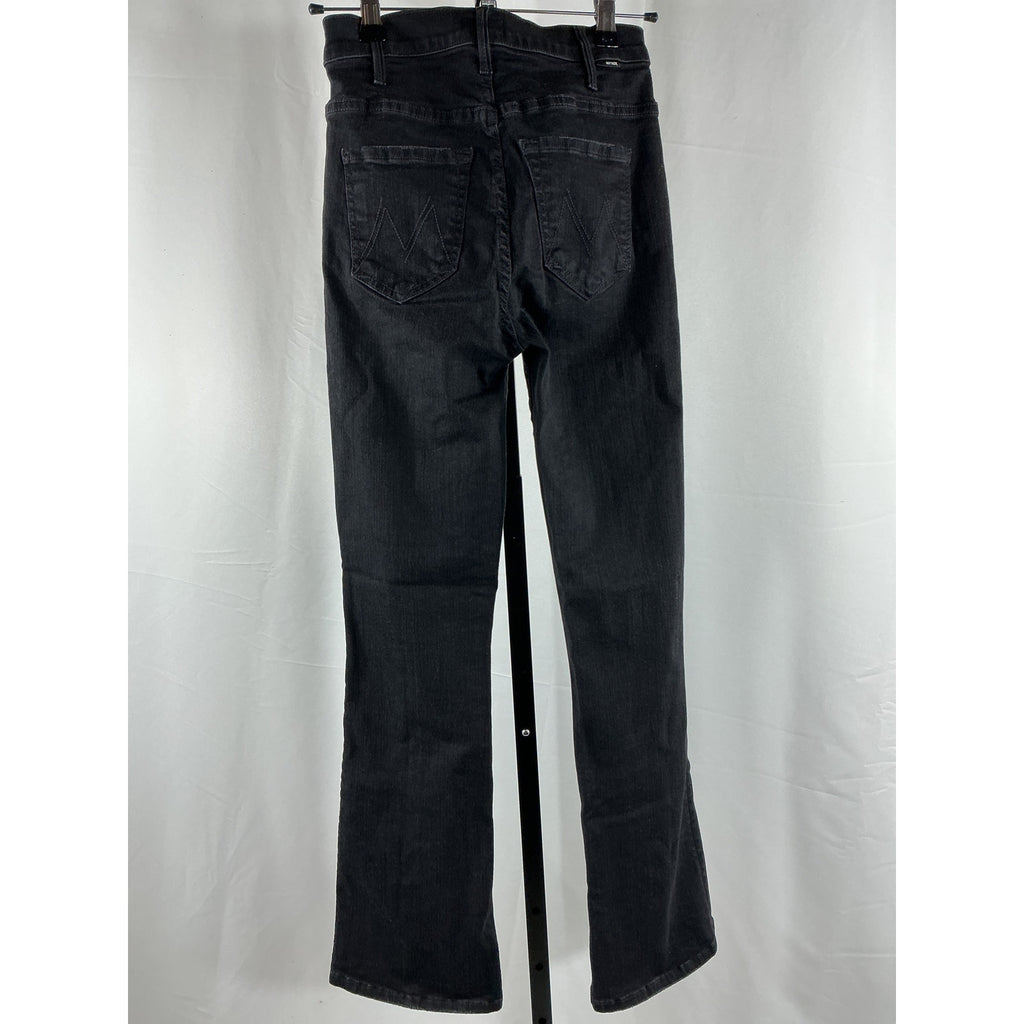 Mother The Hustler High Waist Black Cotton Ankle Flare Jeans Size 23