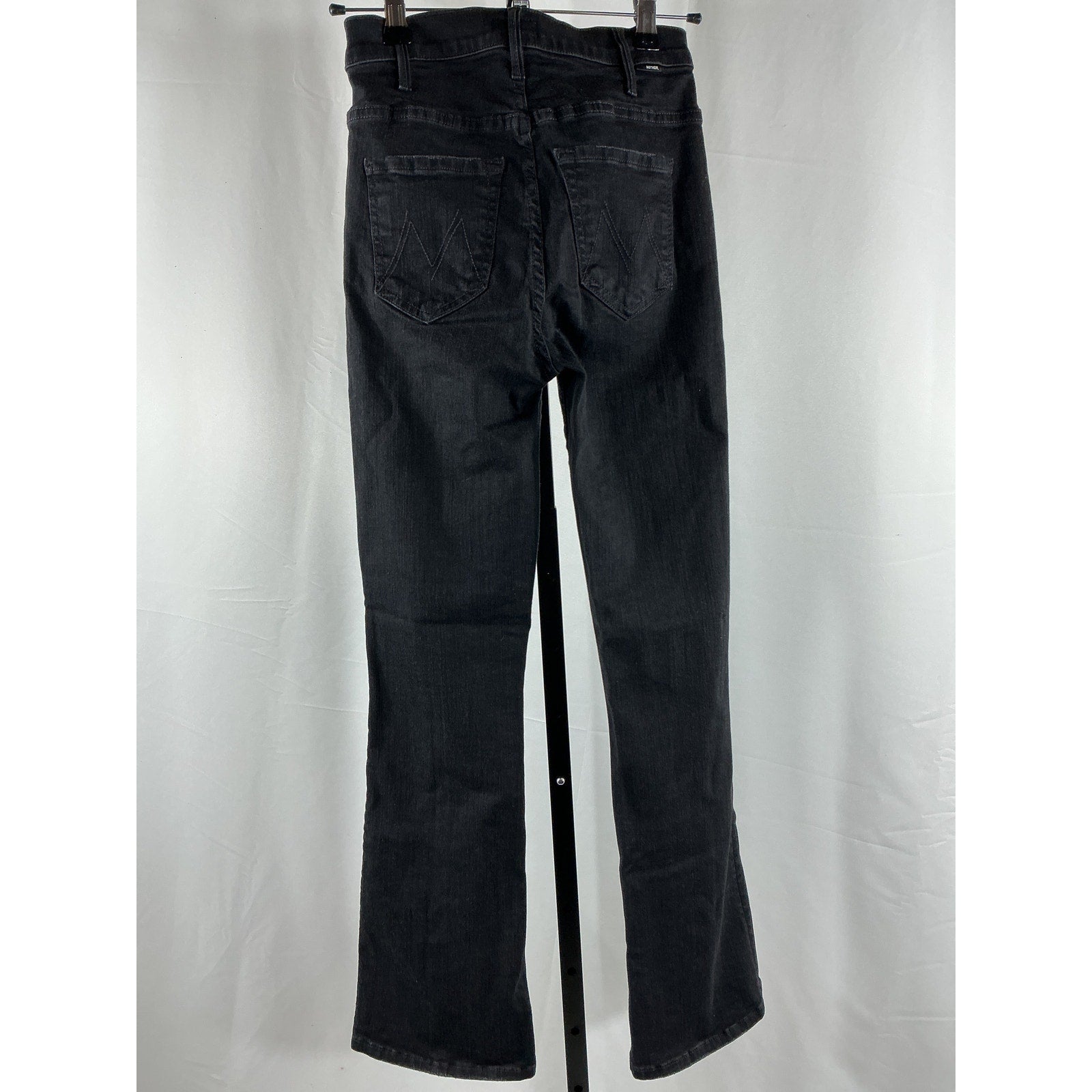 Mother The Hustler High Waist Black Cotton Ankle Flare Jeans Size 23