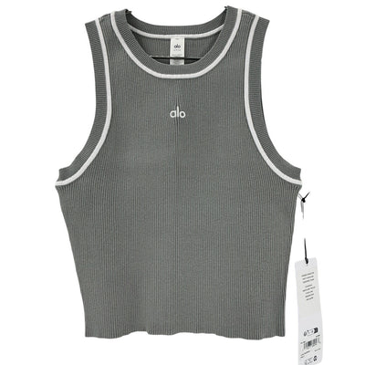 Alo Yoga Ribbed Gray Highline Cropped Tank Top Size S