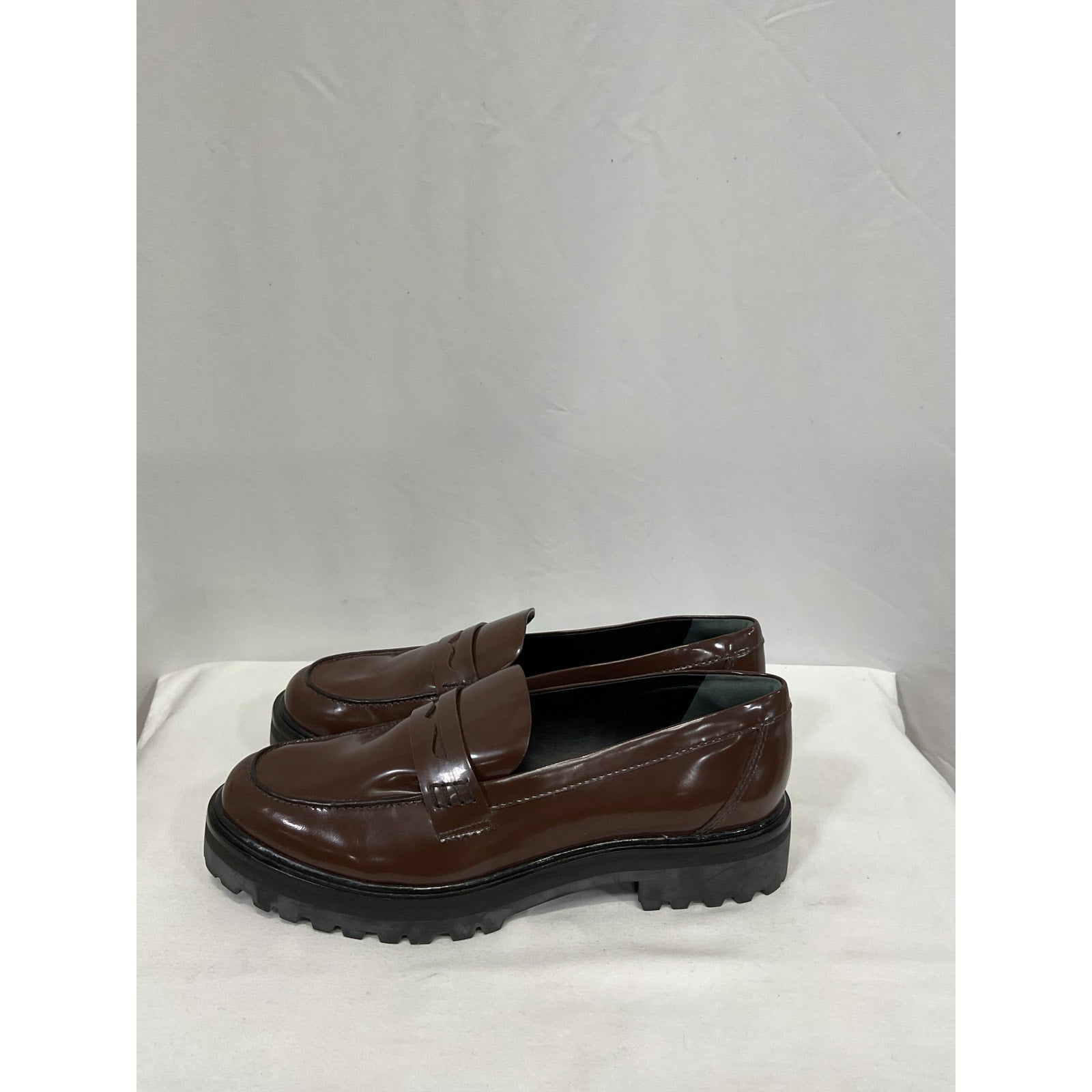 Reformation 'Agathea' Brown Leather Chunky Loafer Size 10