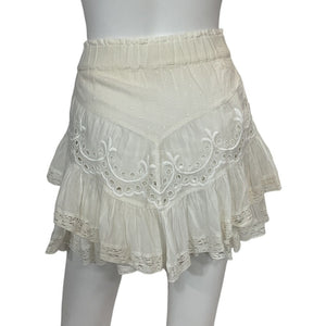 LoveShackFancy Embroidered White Briella Skirt Size XS