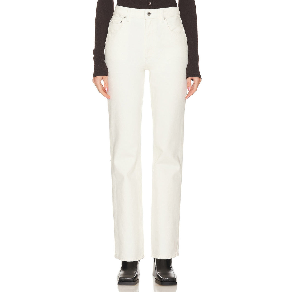 Grlfrnd High Rise Cream Melanie Bootcut Denim Jeans Size 25