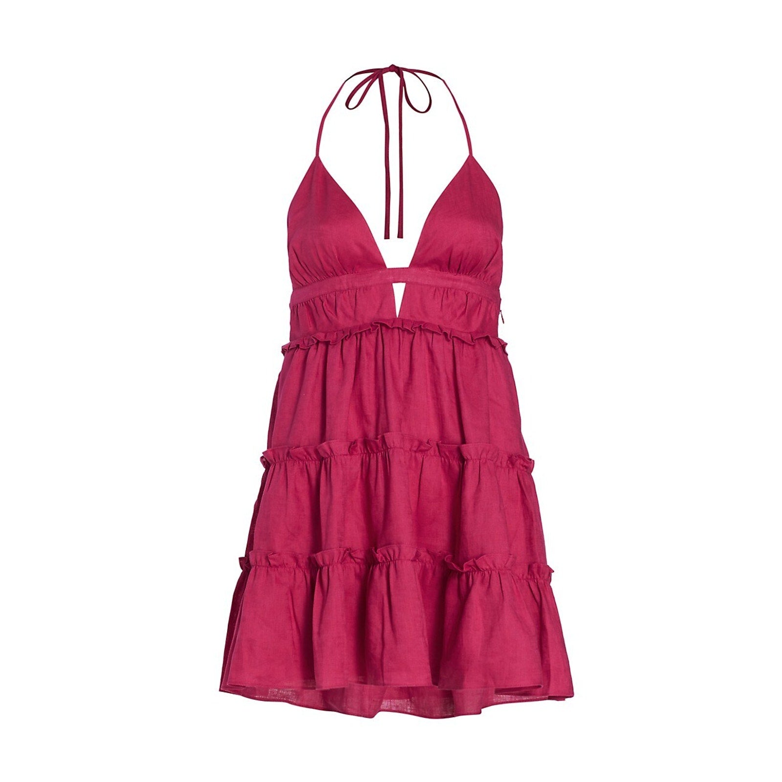 Cami Nyc 'Doris' Red Linen Tiered Mini Dress Size S