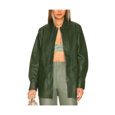 L'Academie 'Nikko' Green Leather Shacket Size XS