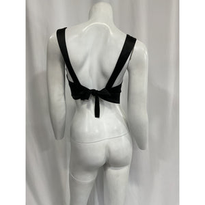 Miaou 'Square' Black Neckline Sleeveless Crop Top Size S