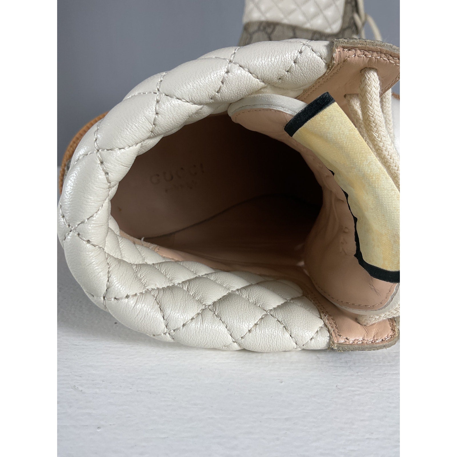 Gucci White Leather Trip GG Bootie Size 7