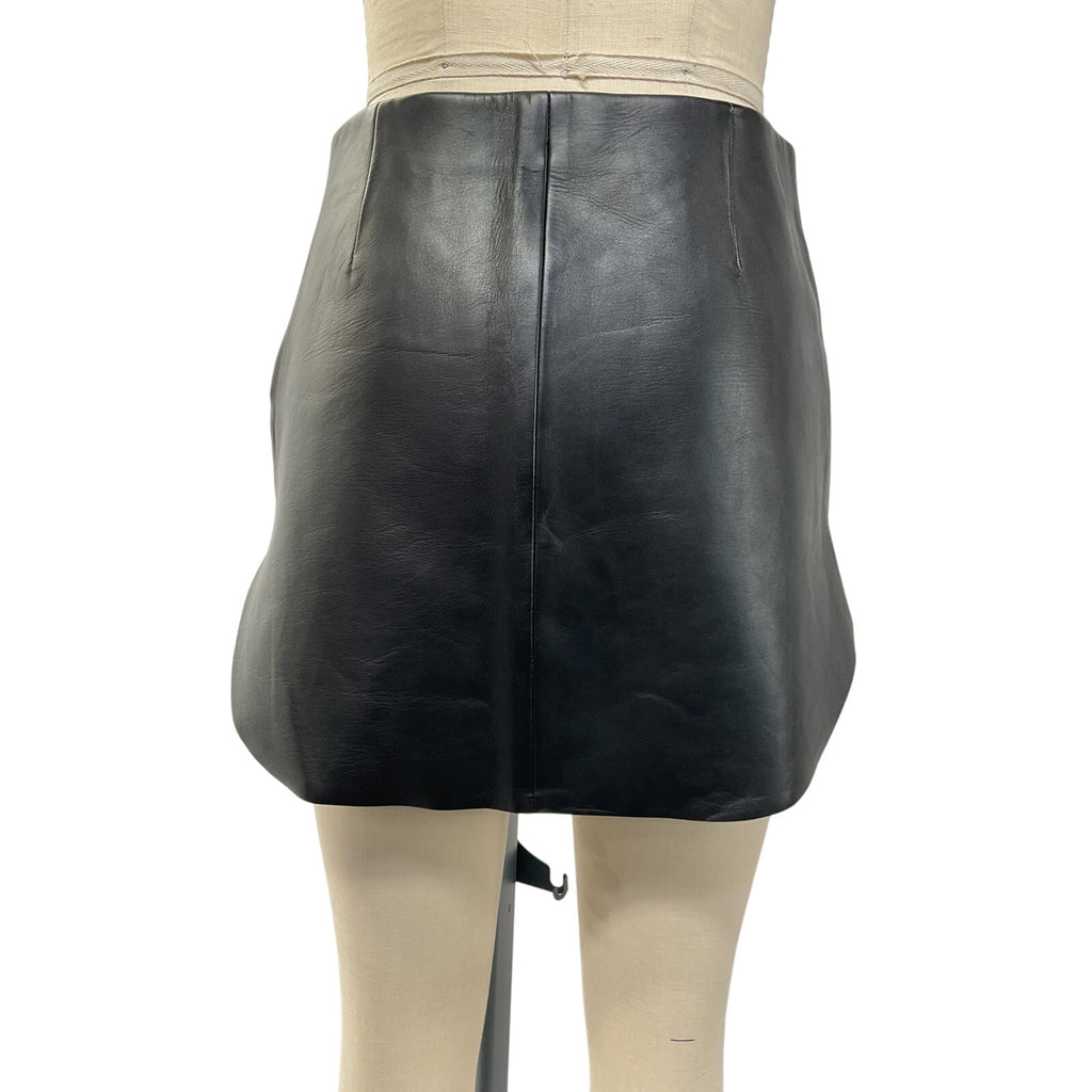 L'Academie 'Dionne' Black Lamb Leather Mini Skirt Size S