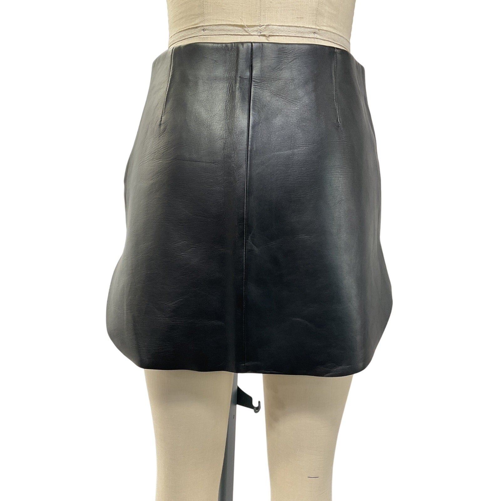 L'Academie 'Dionne' Black Lamb Leather Mini Skirt Size S