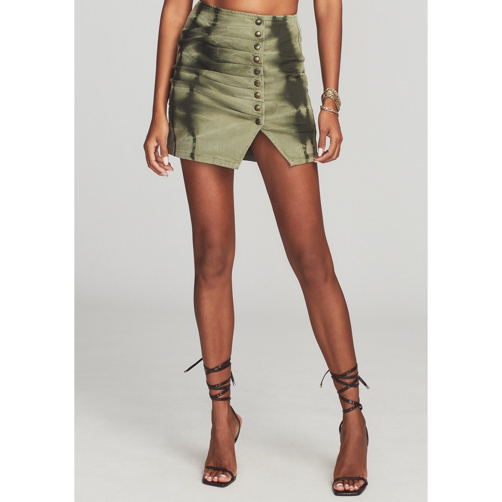 Retrofete 'Willa' Green Cotton Twill Skirt Size XS