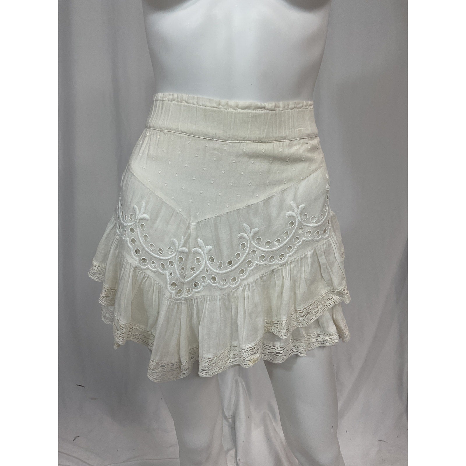 Loveshackfancy 'Briella' White Lacce Trim Skirt Size XS
