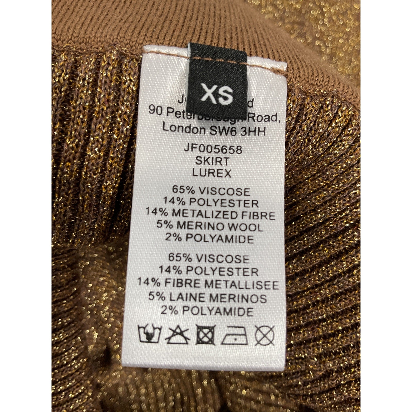 Joseph 'Lurex' Brown Midi Skirt Size XS