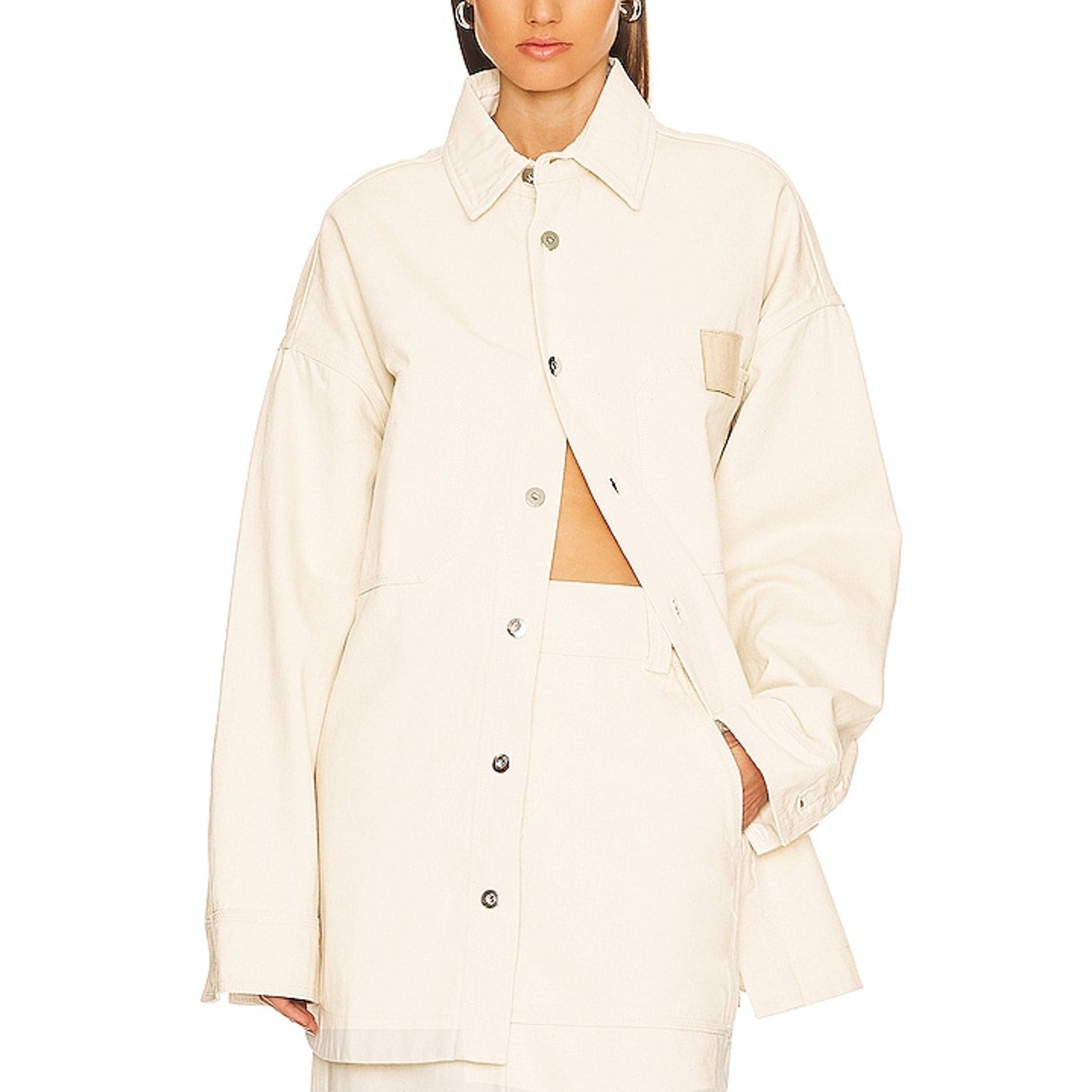 Helsa Denim White Overshirt Size XS