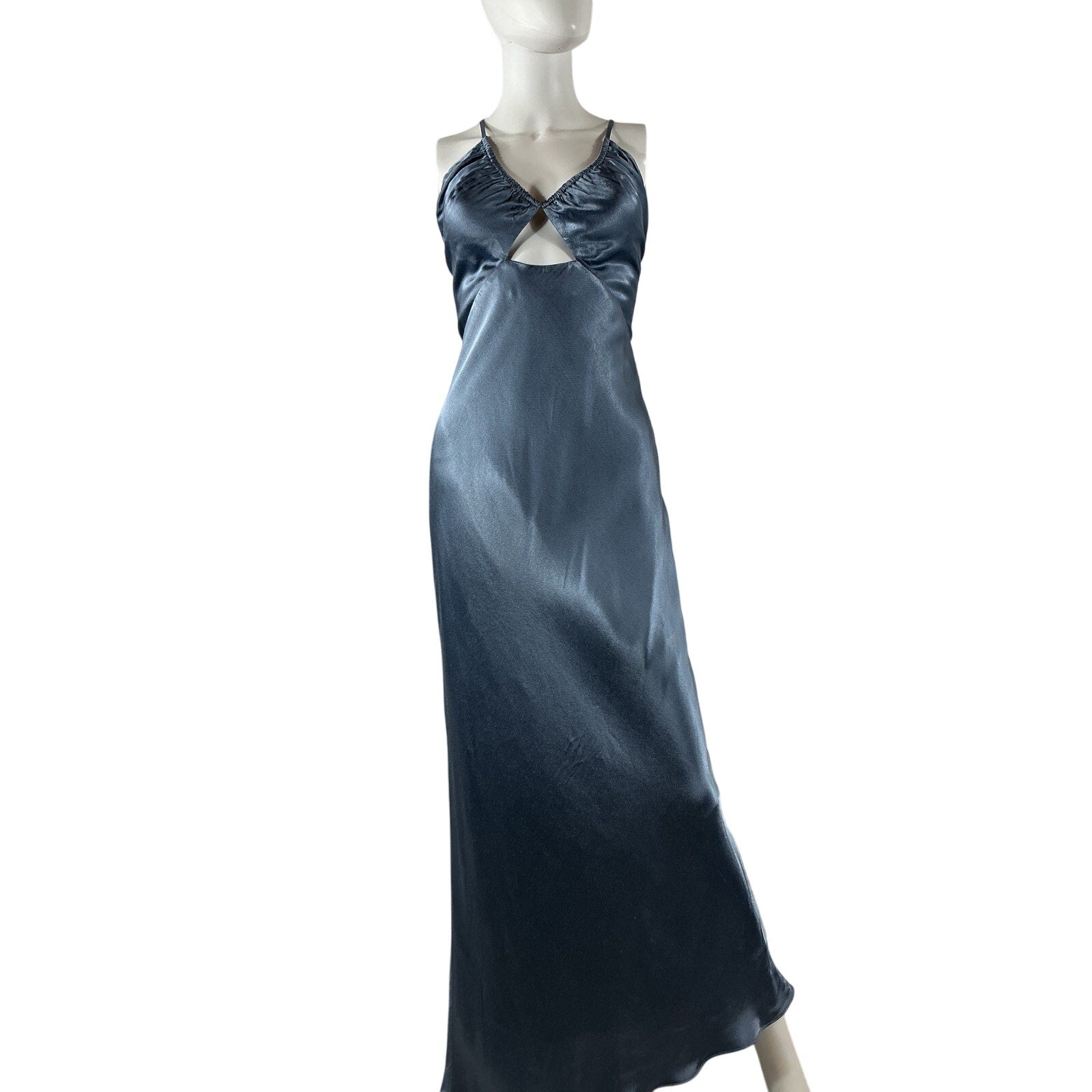 Shona Joy 'La Lune' Blue Lenzing Ecovero Ruched Bodice Midi Dress Size 6