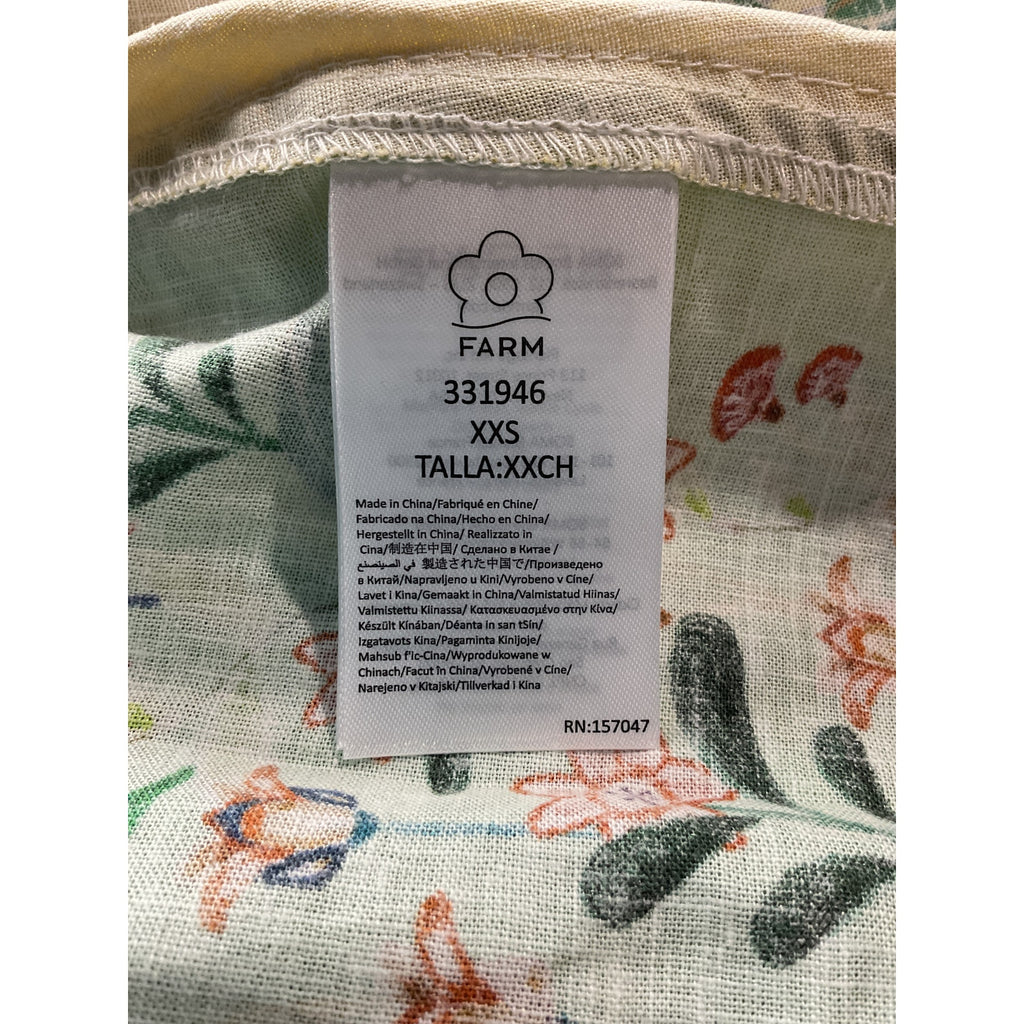 Farm Rio Multicolor 'Delicate' Yellow Linen Floral Stripes Lenzing Ecovero Euroflax Maxi Dress Size XXS