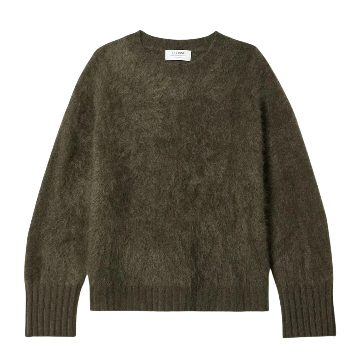 La Ligne Fuzzy Olive Crewneck Sweater Size XS