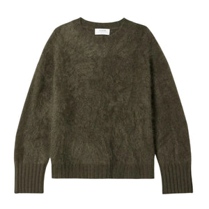 La Ligne Fuzzy Olive Crewneck Sweater Size XS