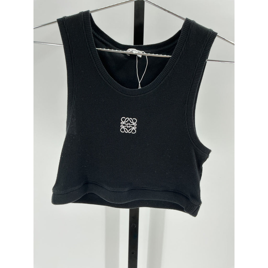 Loewe Cropped Anagram Black Cotton Tank Top Size M
