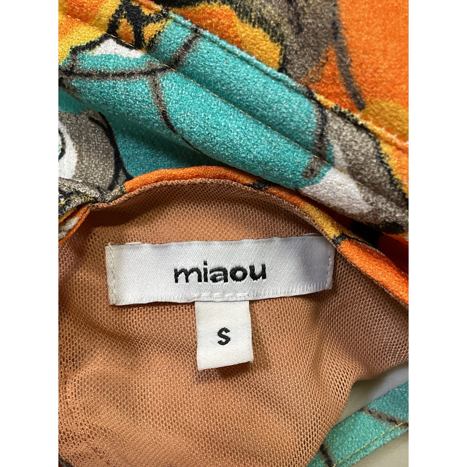 Miaou V Corset Orange Crepe Top Size S