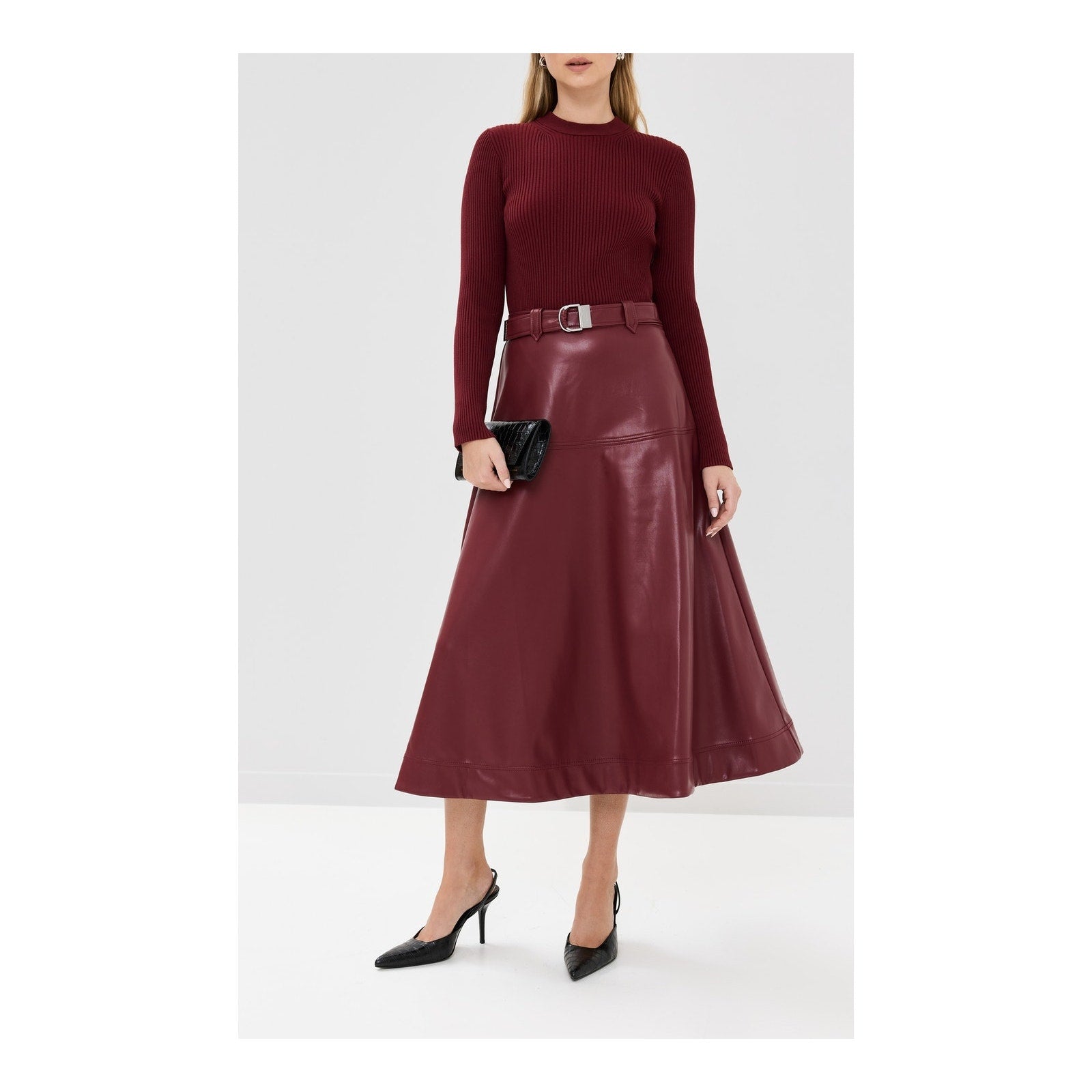 Simkhai 'Ulyssia' Red Mock Neck Long Sleeve Midi Dress Size S