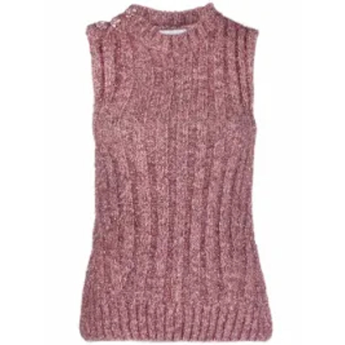 Ganni Metallic Pink Polyamide Knit Ribbed Vest Top Size M