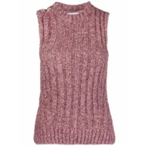 Ganni Metallic Pink Polyamide Knit Ribbed Vest Top Size M