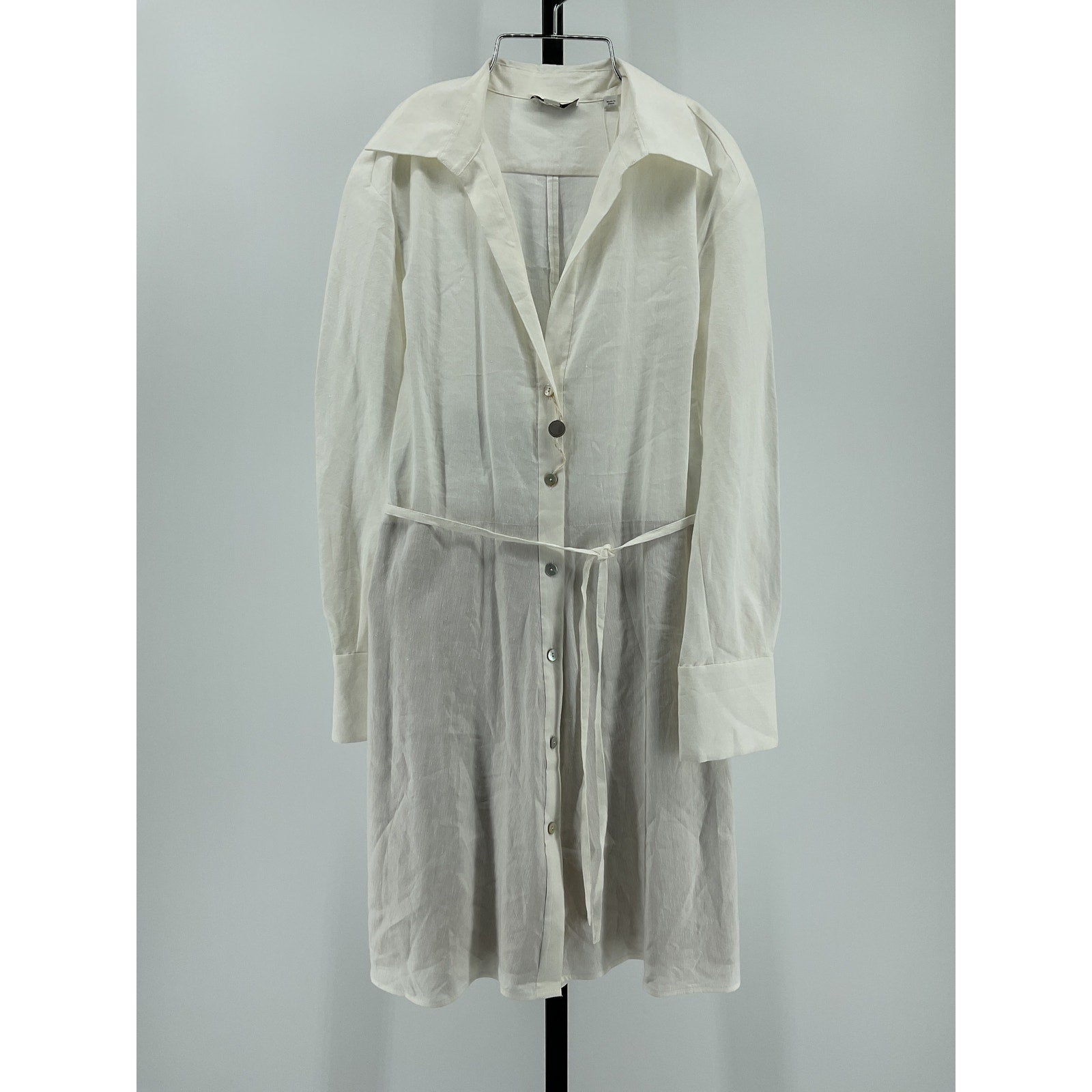 Vince Belted White Linen-Blend Mini Shirt Dress Size S - NWT