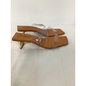 Schutz 'Ariella' Brown Slide Stiletto Square Toe Sandal Size 8.5